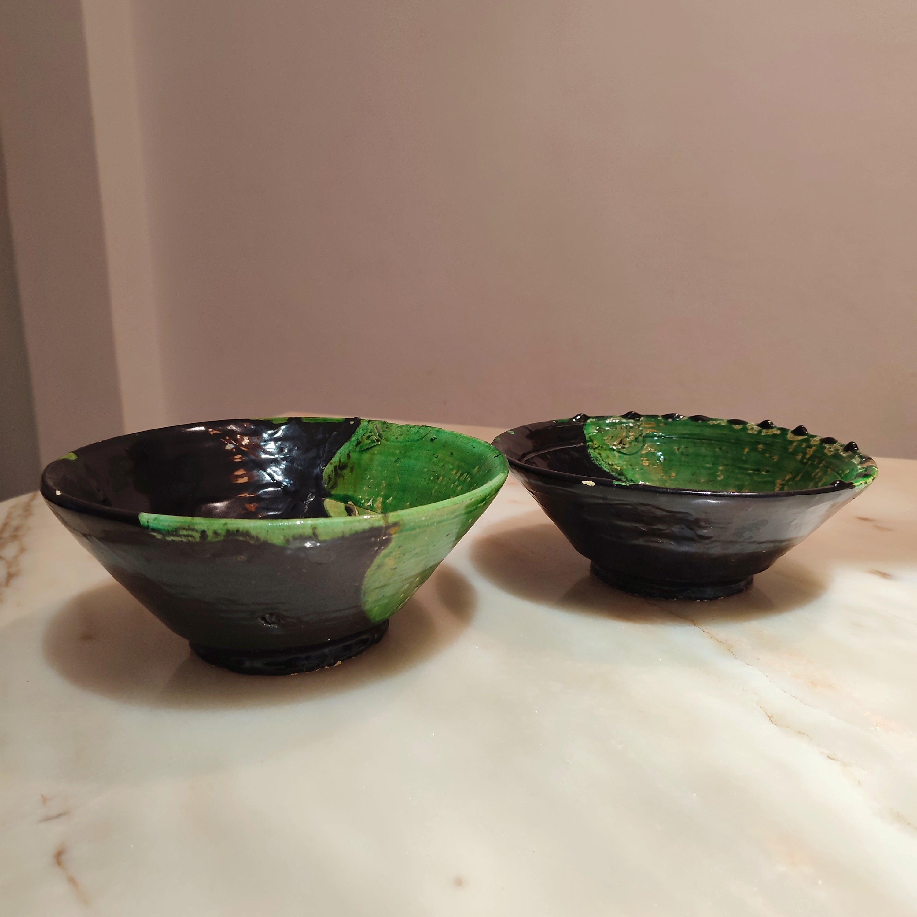 Moroccan Ceramic Tamegroute Bowls  in black &Green
