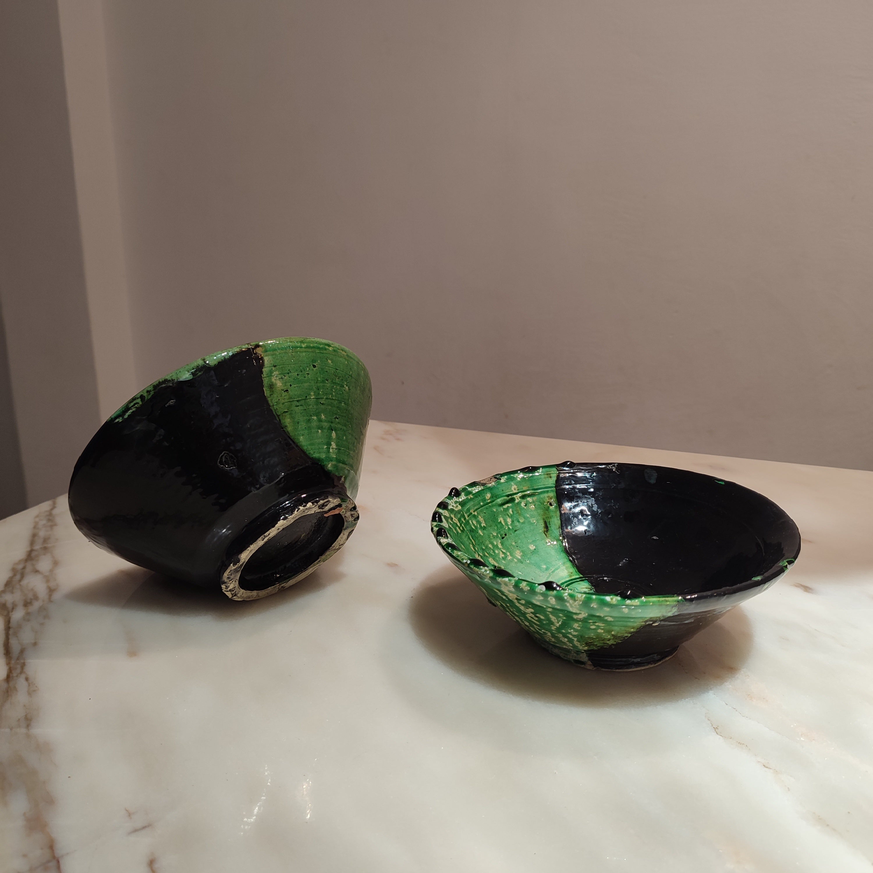 Moroccan Ceramic Tamegroute Bowls  in black &Green