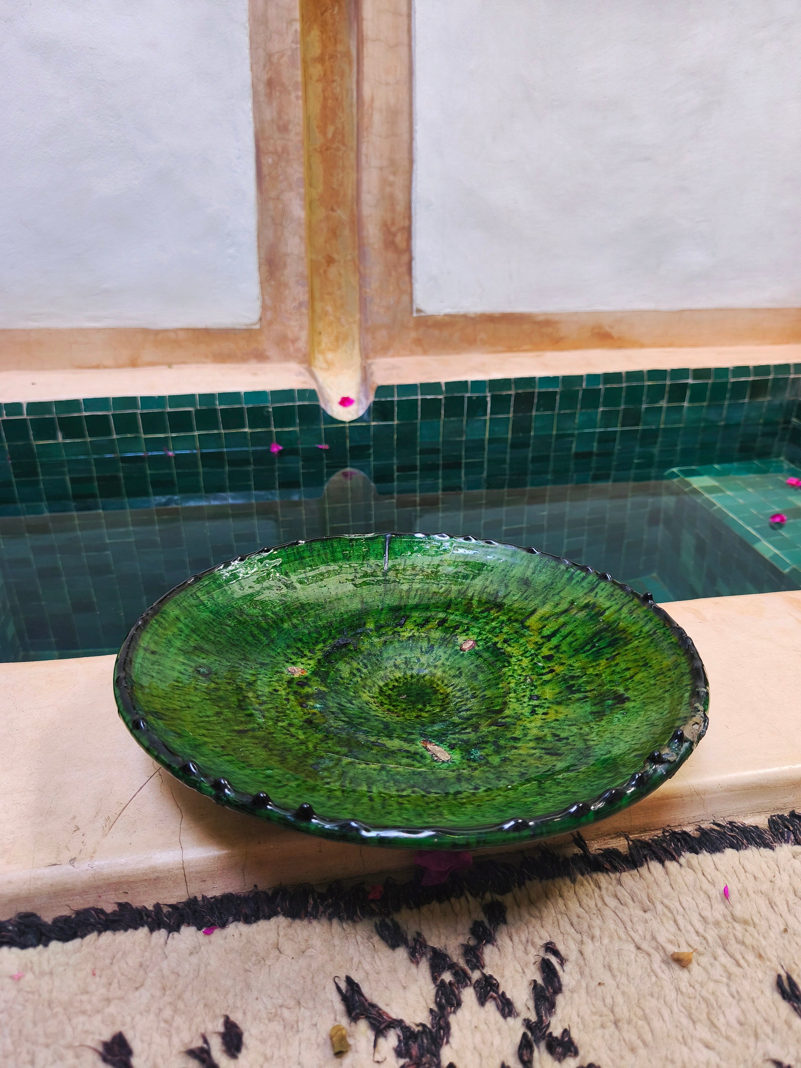 Large green tamegroute ceramic Plate