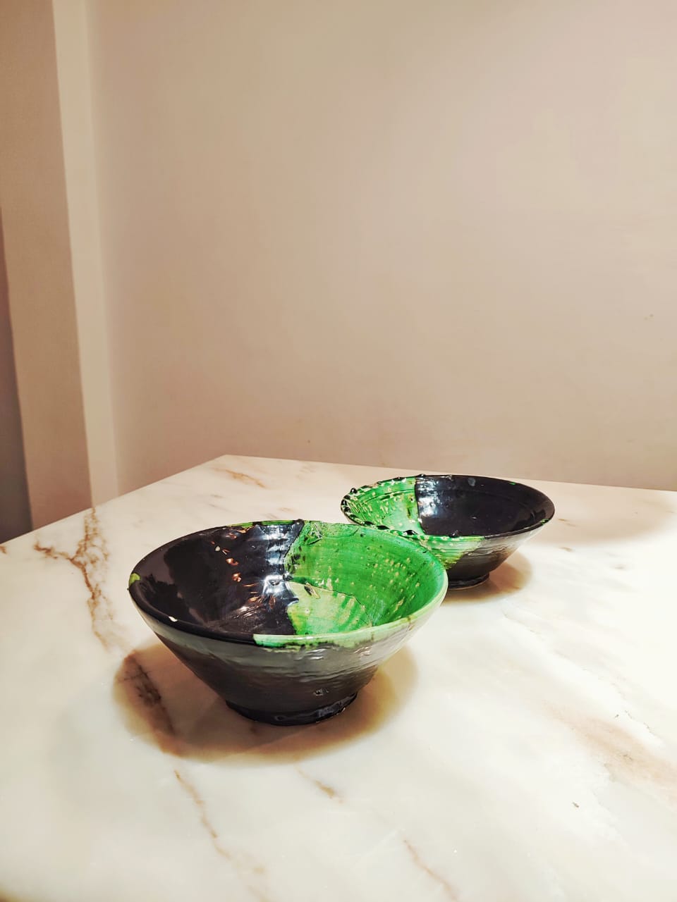 Moroccan Ceramic Tamegroute Bowls  in black &Green