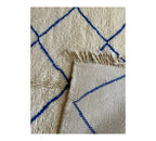 Authentic Beni Ourain Moroccan Rug – White/Blue, 200cm x 148cm