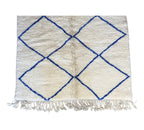 Authentic Beni Ourain Moroccan Rug – White/Blue, 200cm x 148cm
