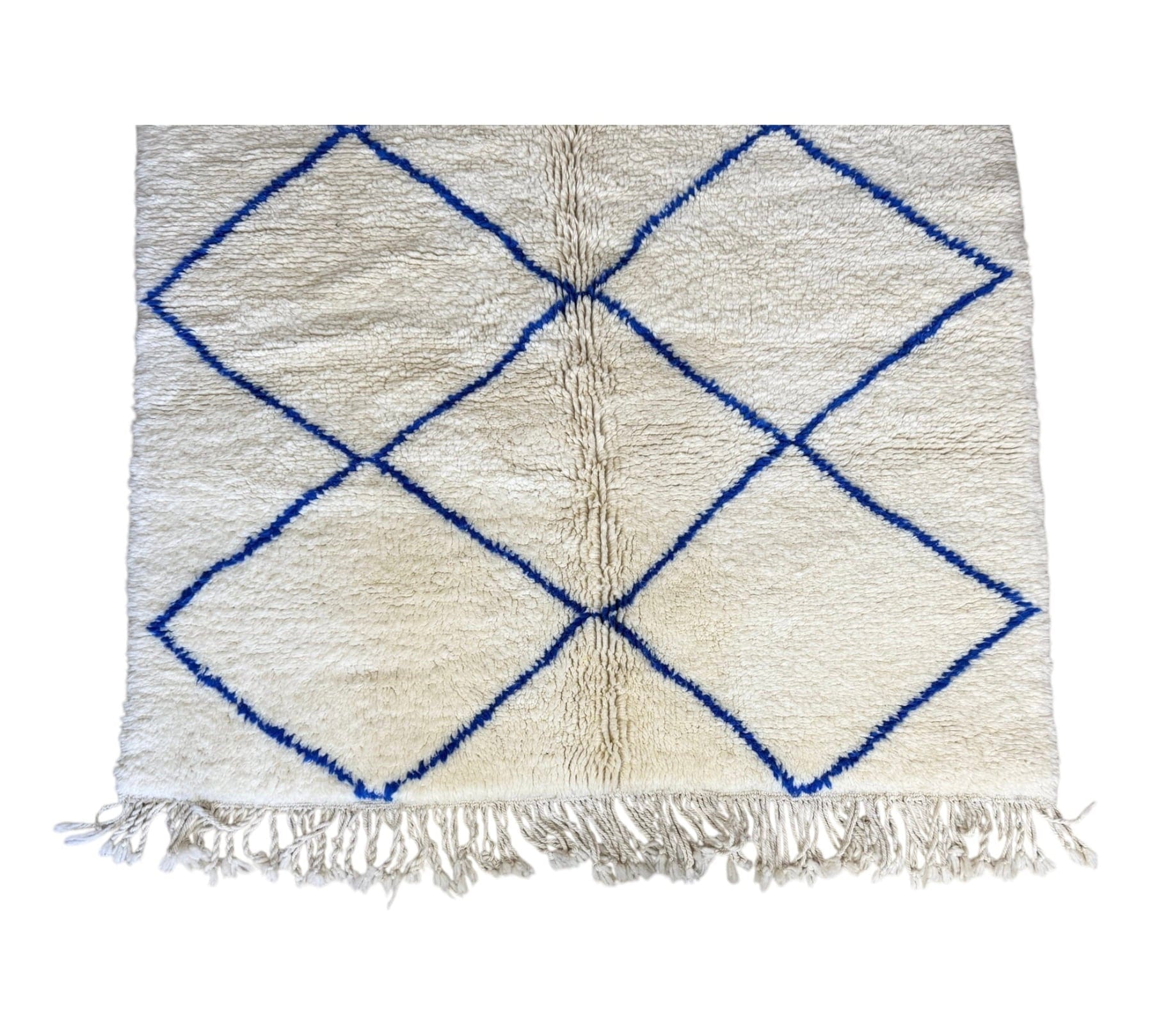 Authentic Beni Ourain Moroccan Rug – White/Blue, 200cm x 148cm