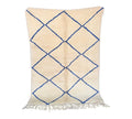 Authentic Beni Ourain Moroccan Rug – White/Blue, 200cm x 148cm