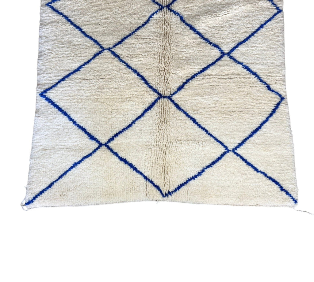 Authentic Beni Ourain Moroccan Rug – White/Blue, 200cm x 148cm
