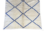 Authentic Beni Ourain Moroccan Rug – White/Blue, 200cm x 148cm