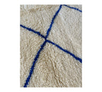 Authentic Beni Ourain Moroccan Rug – White/Blue, 200cm x 148cm