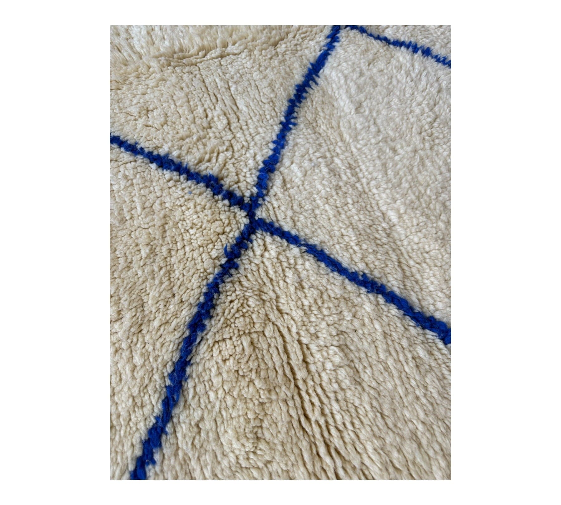 Authentic Beni Ourain Moroccan Rug – White/Blue, 200cm x 148cm