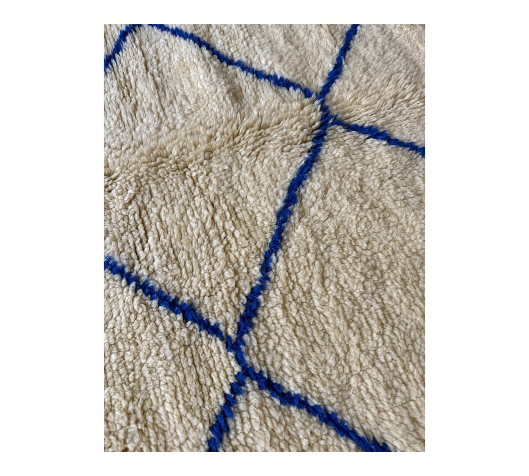 Authentic Beni Ourain Moroccan Rug – White/Blue, 200cm x 148cm