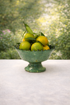 Handmade Tamegroute Green Footed Bowl – Moroccan Ceramic Pedestal Bowl