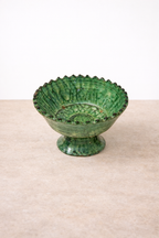 Handmade Tamegroute Green Footed Bowl – Moroccan Ceramic Pedestal Bowl